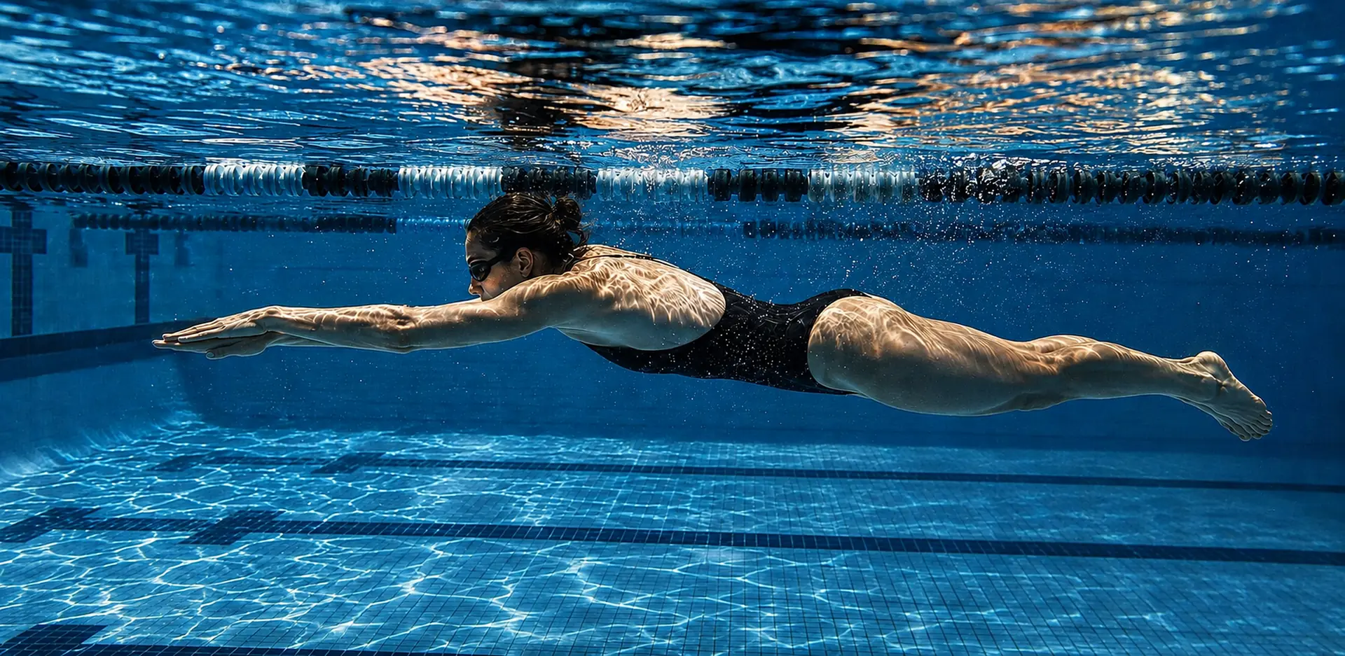 Athlete completing underwater conditioning